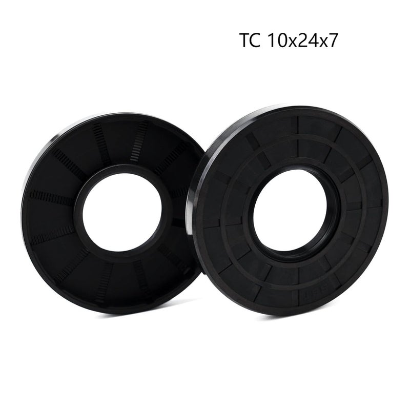 Xike 2PCS Oil Seal, Lip Seals, TC 10mm x 24mm x 7mm, Nitrile Rubber Double Lip Spring-Loaded Oil Shaft Seal, Designed for Bearing Shaft, Black - Image 2
